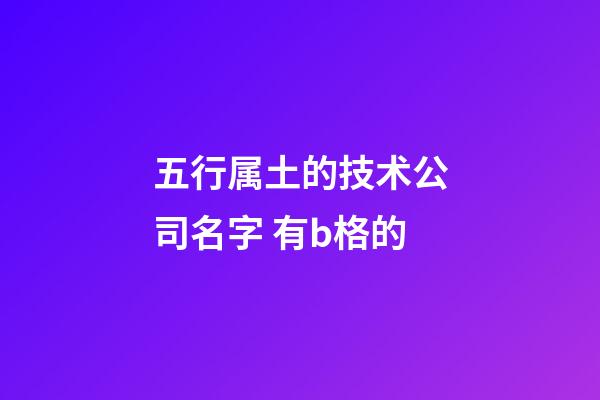 五行属土的技术公司名字 有b格的-第1张-公司起名-玄机派